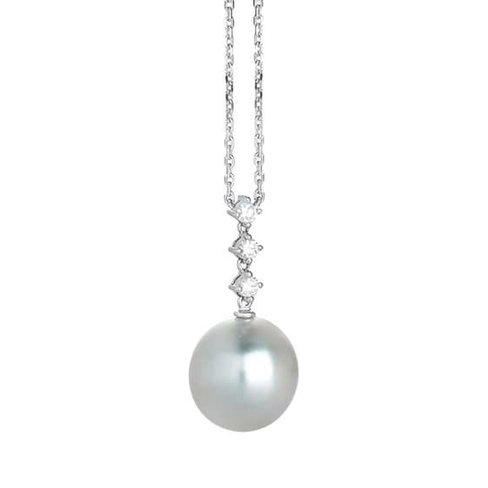 Chaine avec pendentif - perle+or blanc | Alessandra Dona